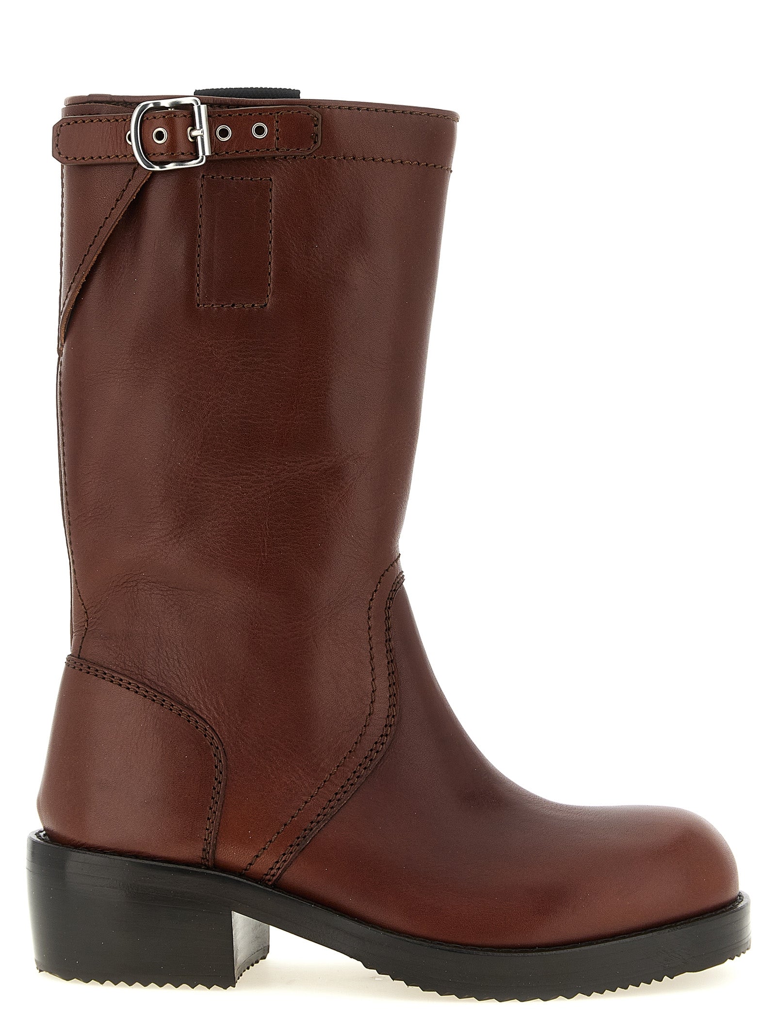 Dries Van Noten Brown Bovine Leather Ankle Boots