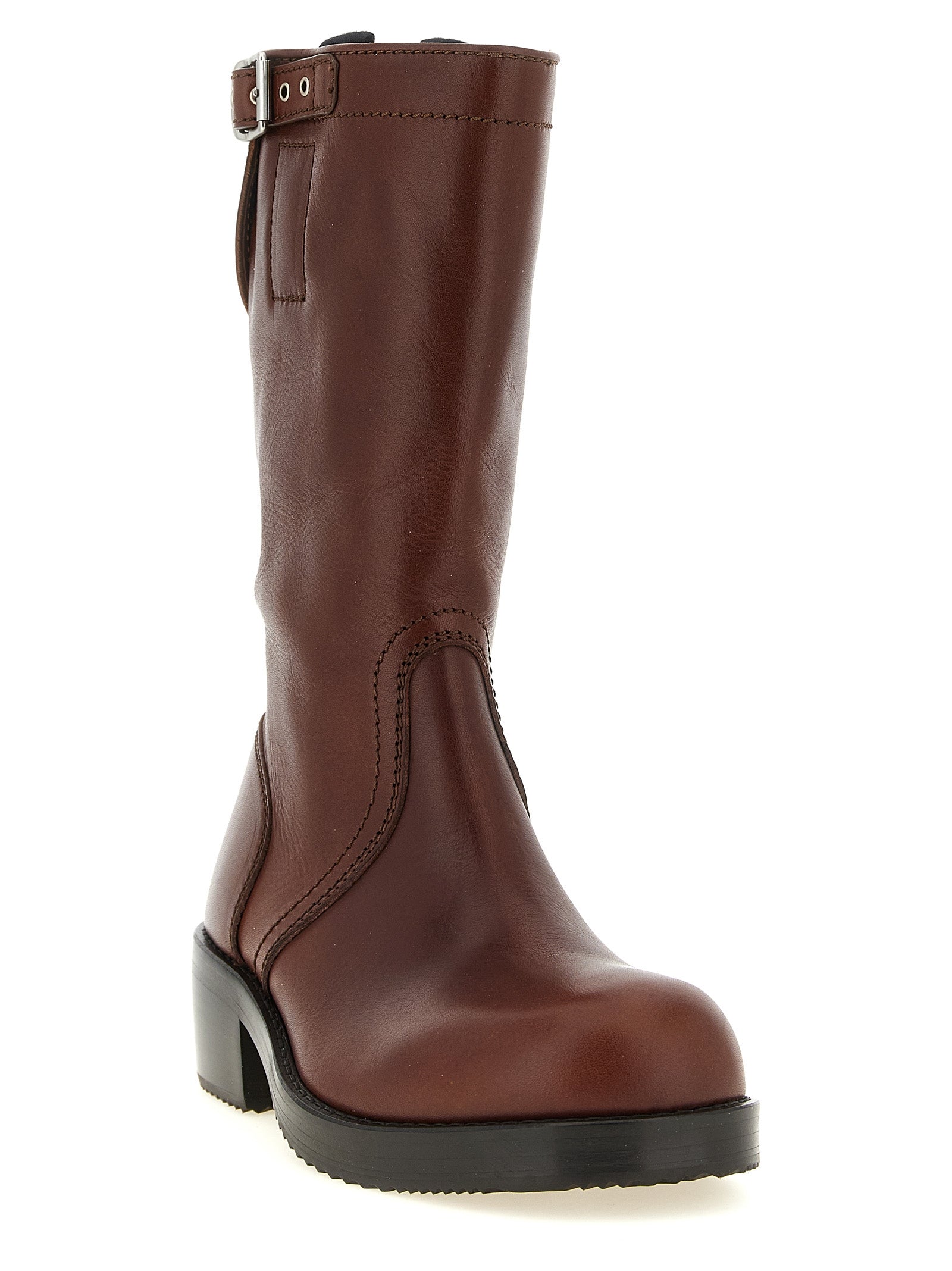 Dries Van Noten Brown Bovine Leather Ankle Boots