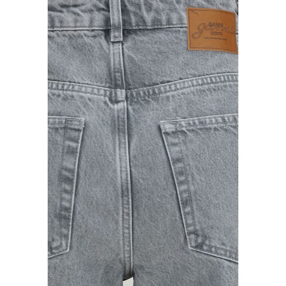 Ganni Gray Cotton Straight-Leg Jeans