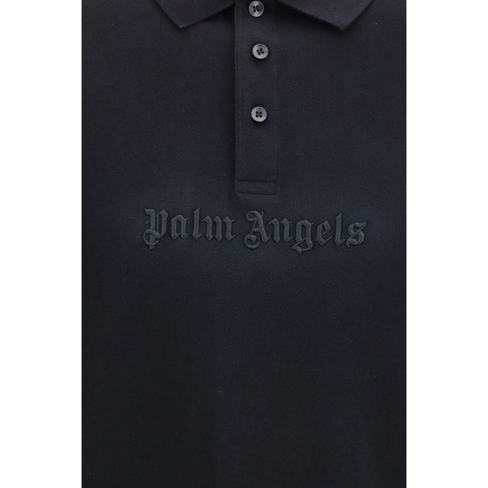 Palm Angels Black Cotton Polo Shirt