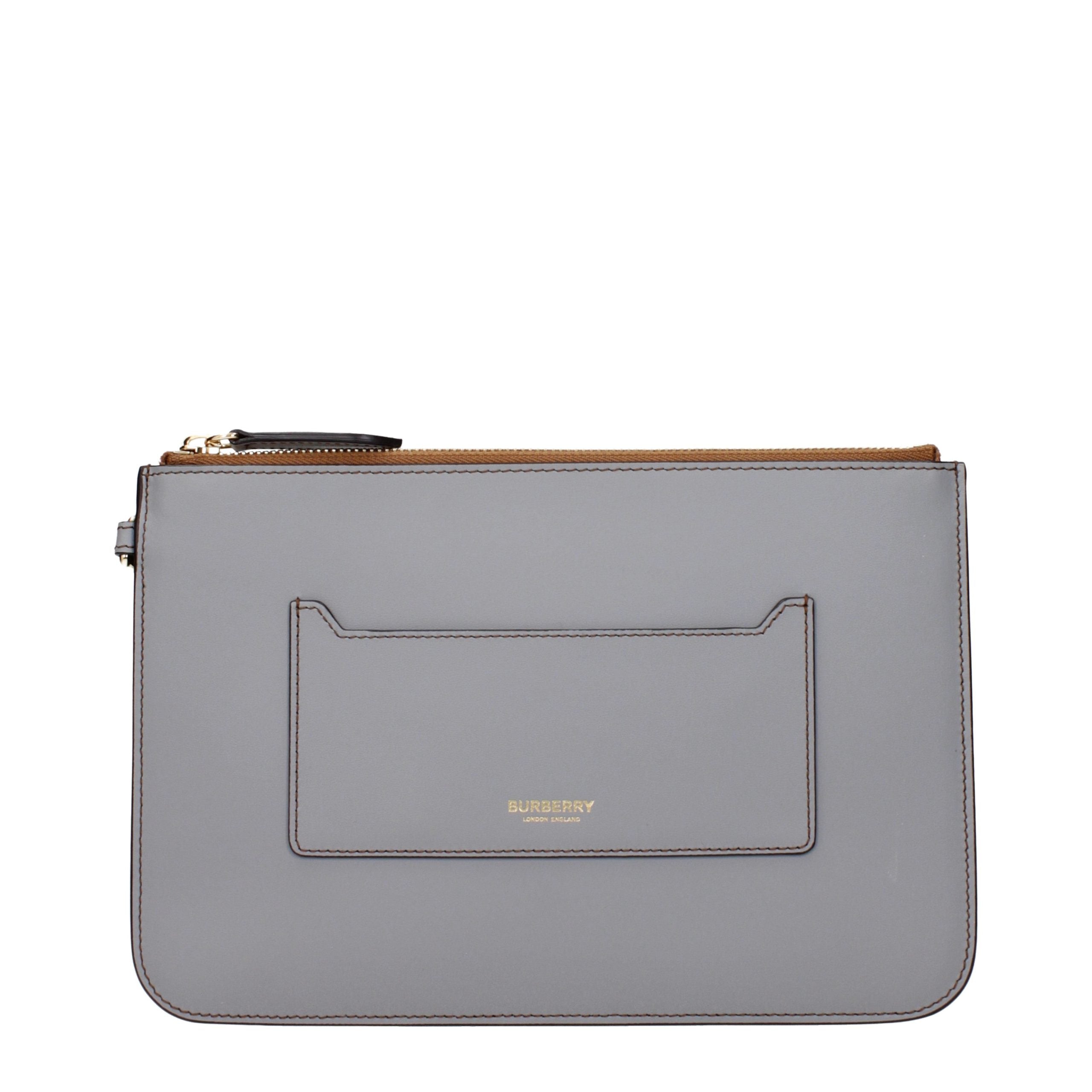Burberry Gray Leather Clutch Bag