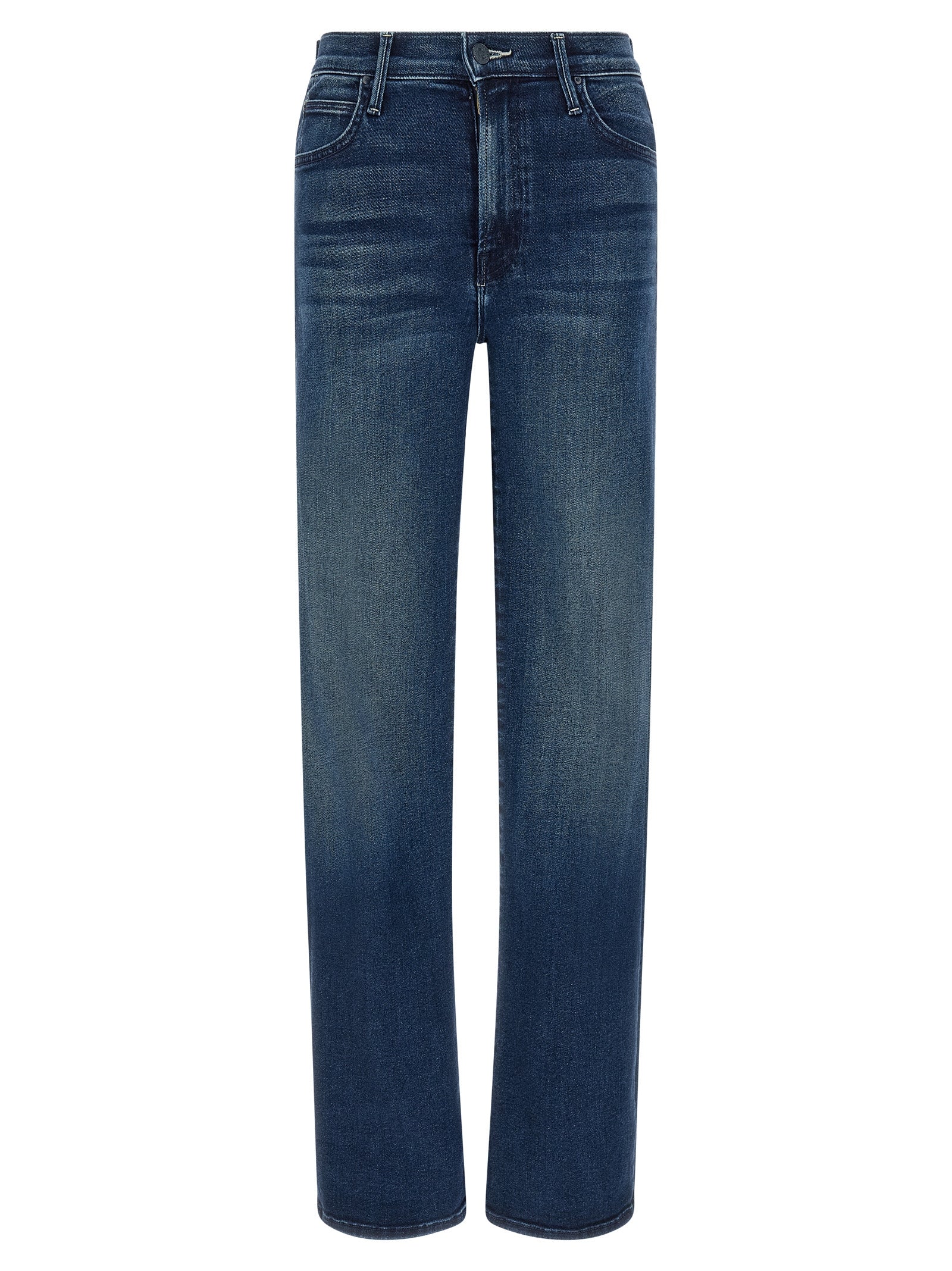 Mother Denim Blue Cotton Straight-Leg Jeans