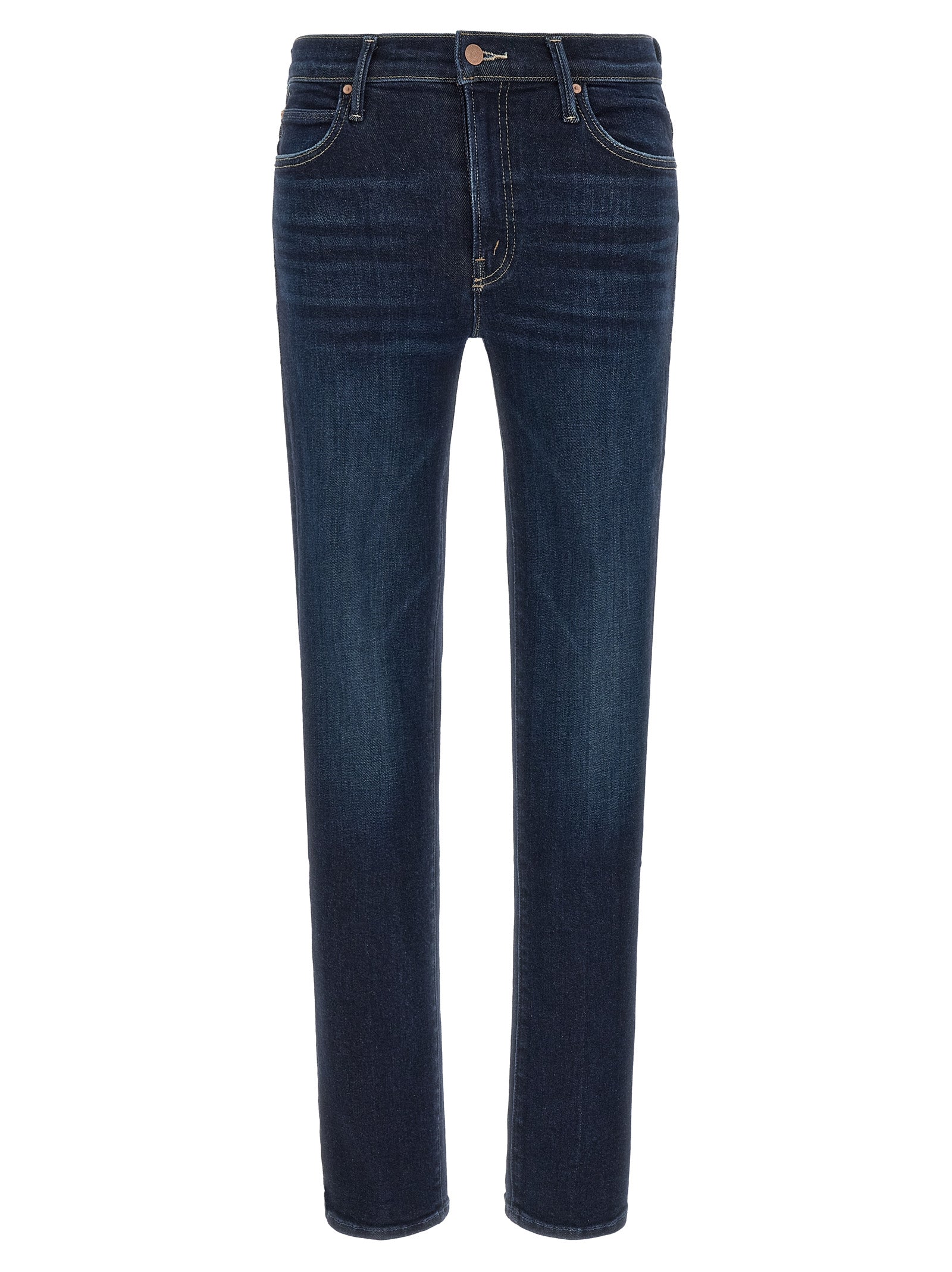 Mother Denim Blue Cotton Straight-Leg Jeans
