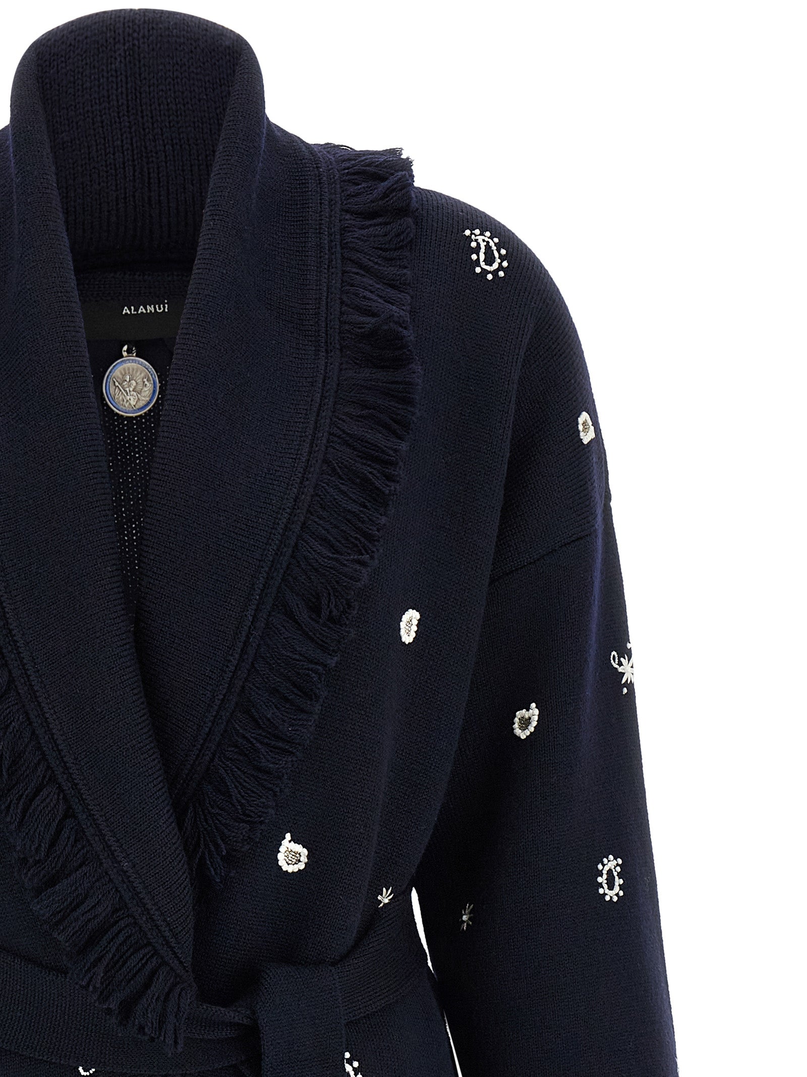 Alanui Blue Virgin Wool Cardigan