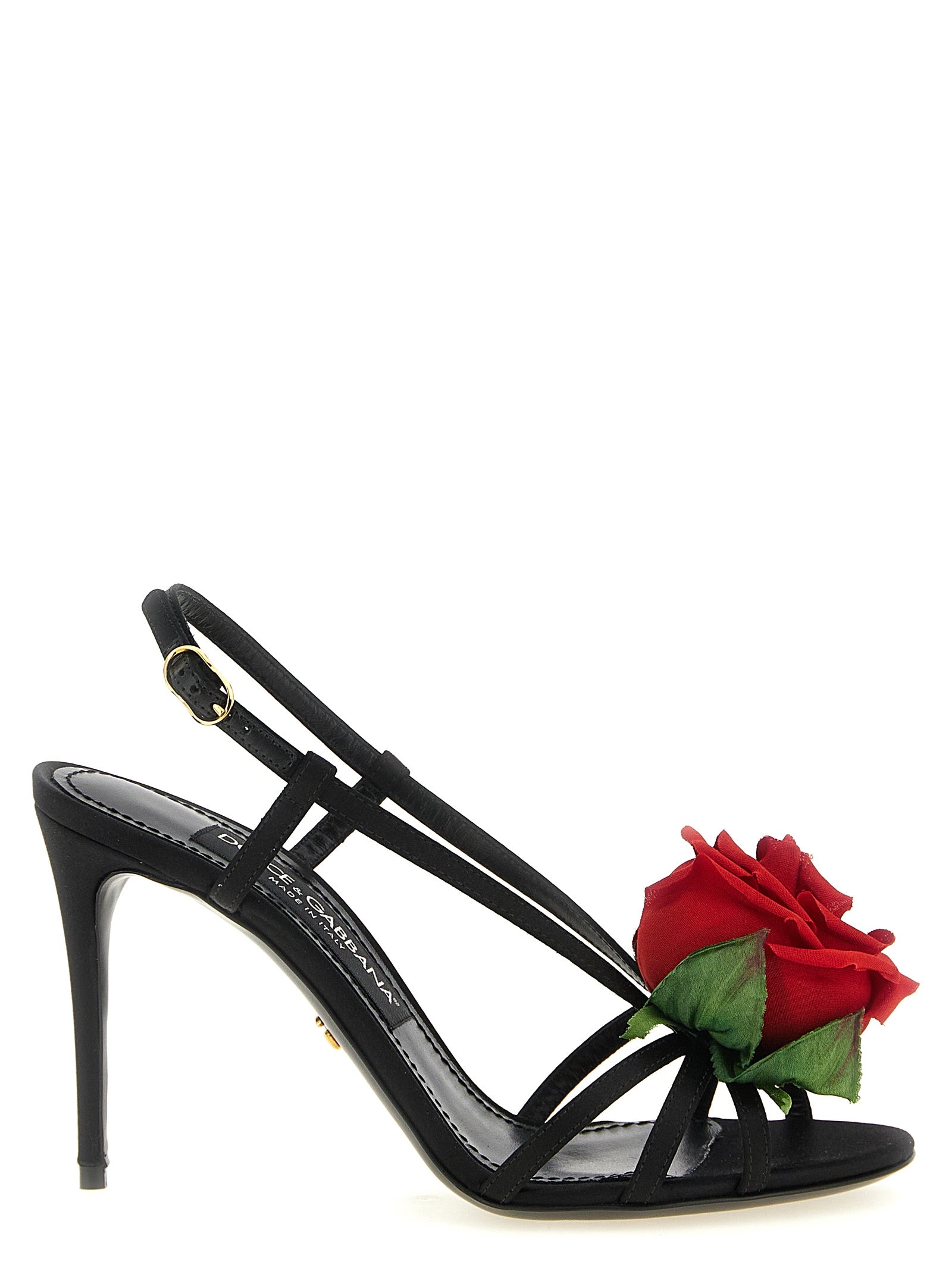 Dolce & Gabbana Black Viscose Stiletto Heel Sandals
