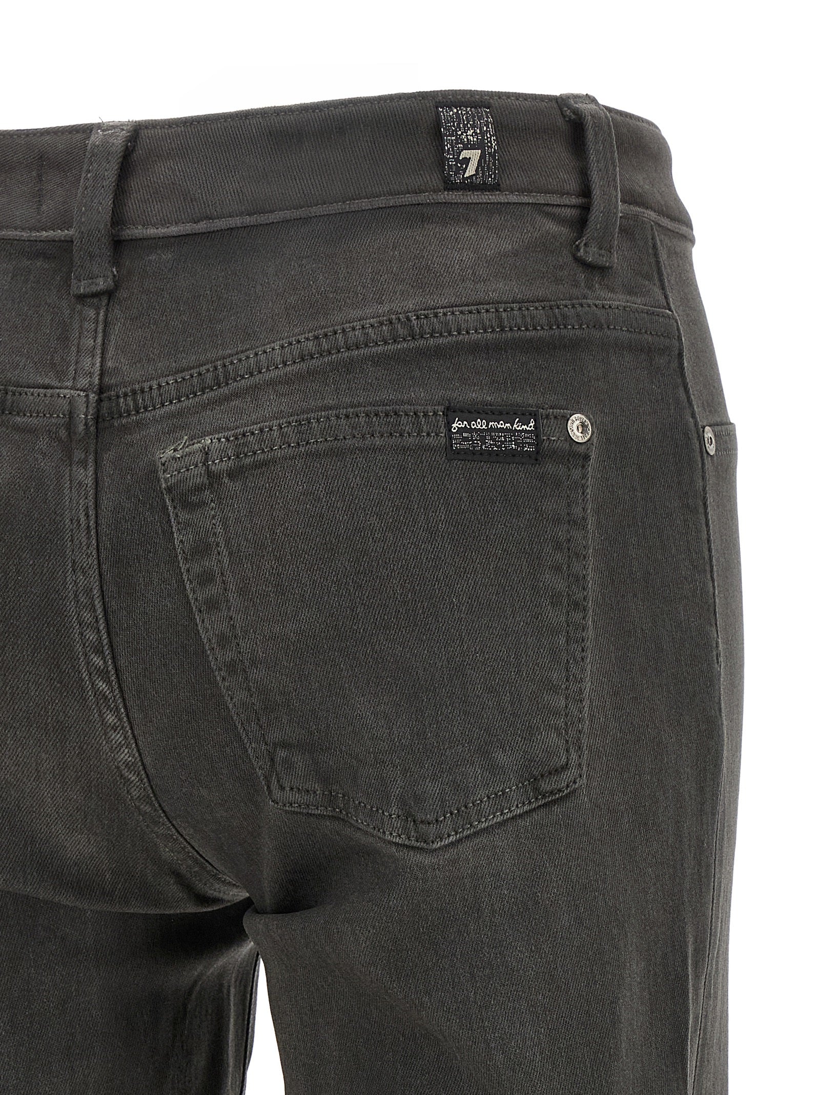7 For All Mankind Gray Cotton Straight-Leg Jeans