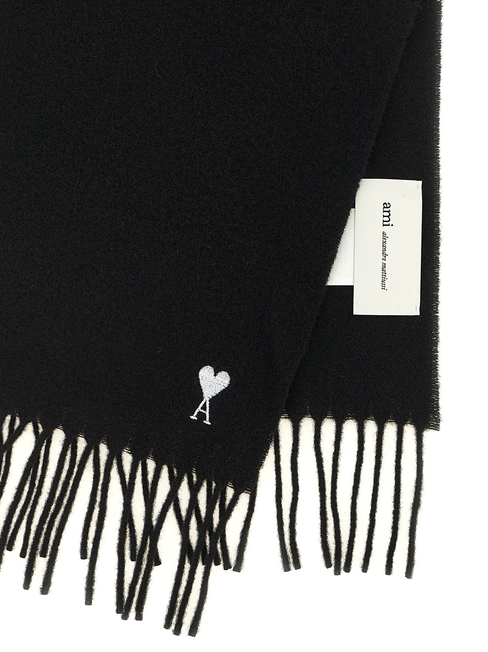 Ami Paris Black Wool Scarf