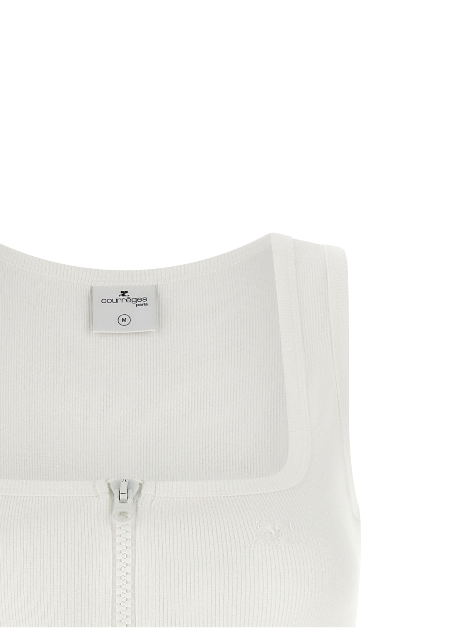 Courrèges White Cotton Sleeveles T-Shirt