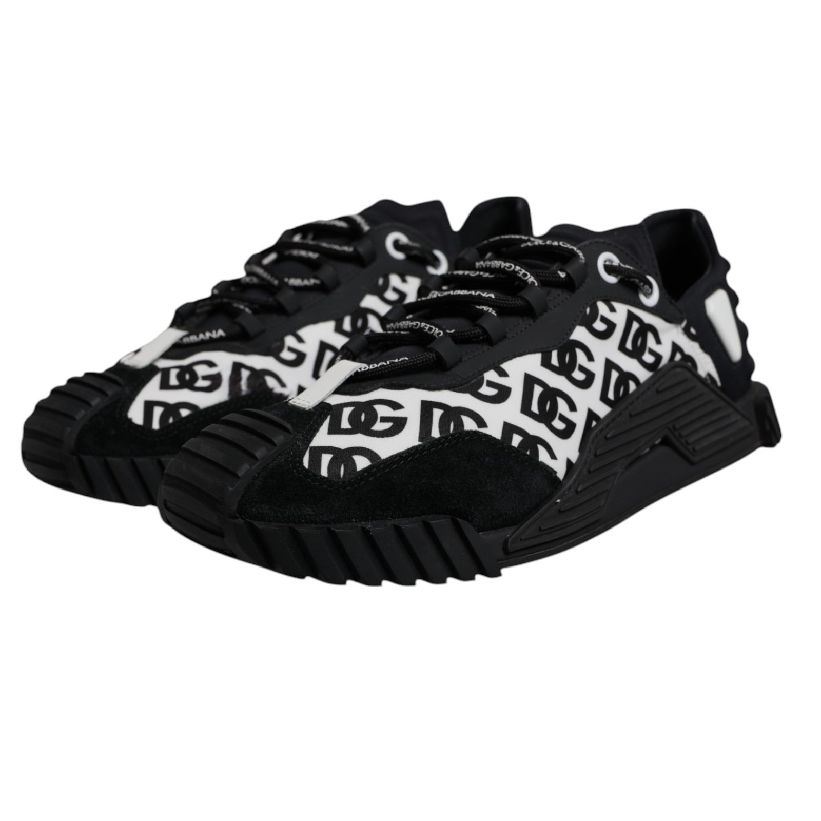 Dolce & Gabbana Black Logo Lace Up Low Top NS1 Sneakers Shoes