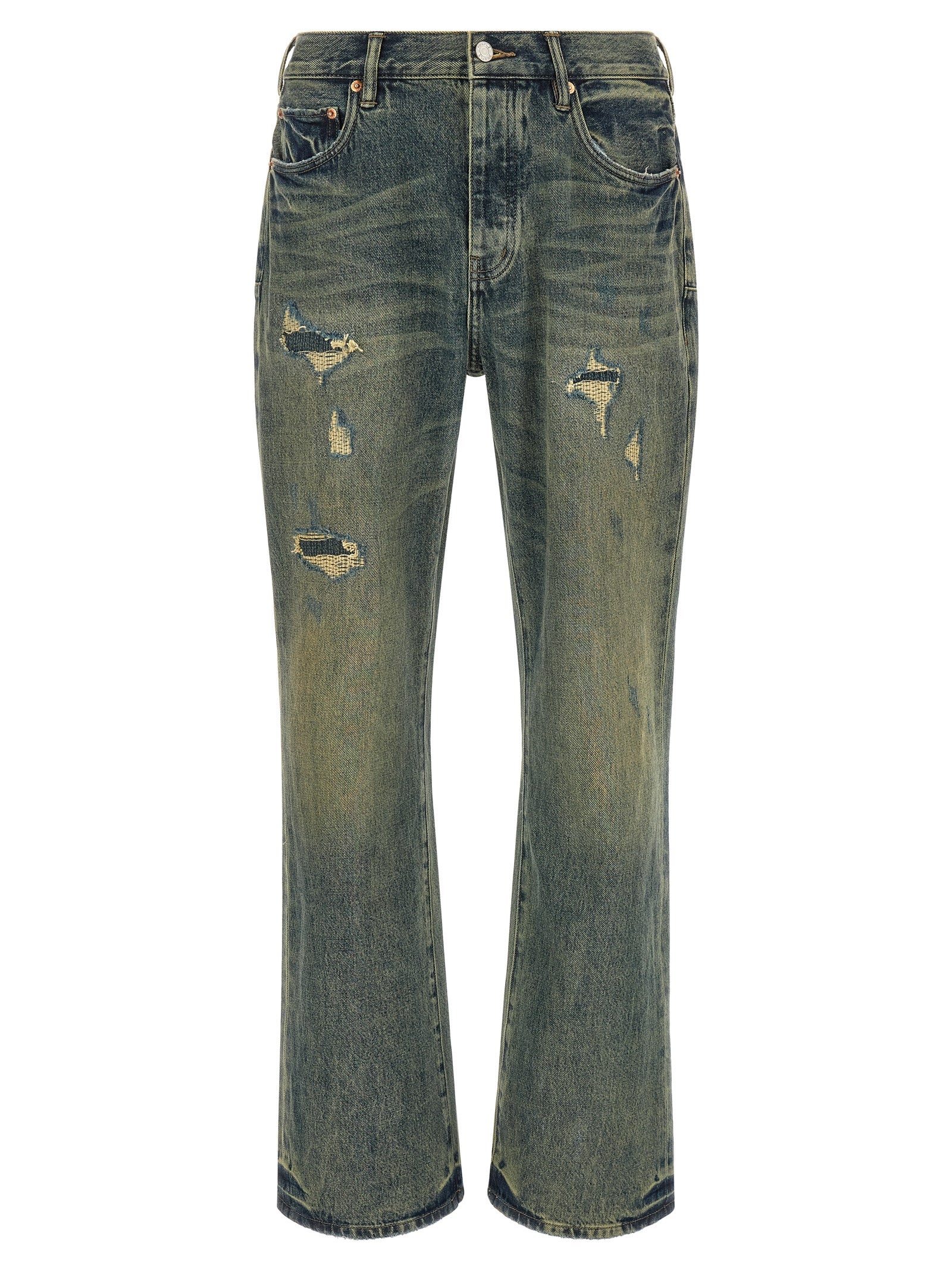 PURPLE Blue Cotton Bootcut Jeans