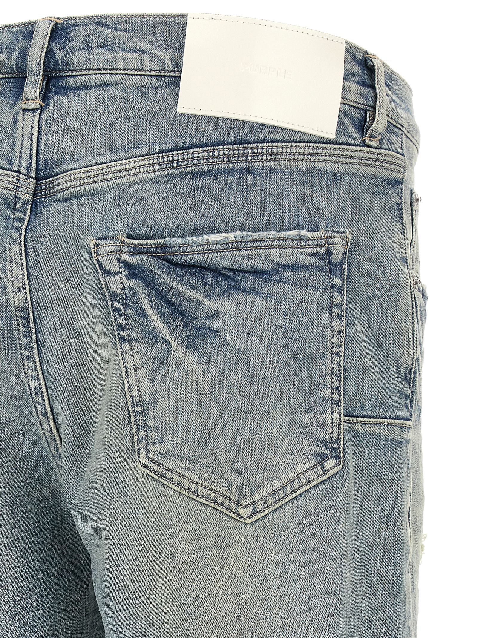 PURPLE Blue Cotton Tapered Jeans