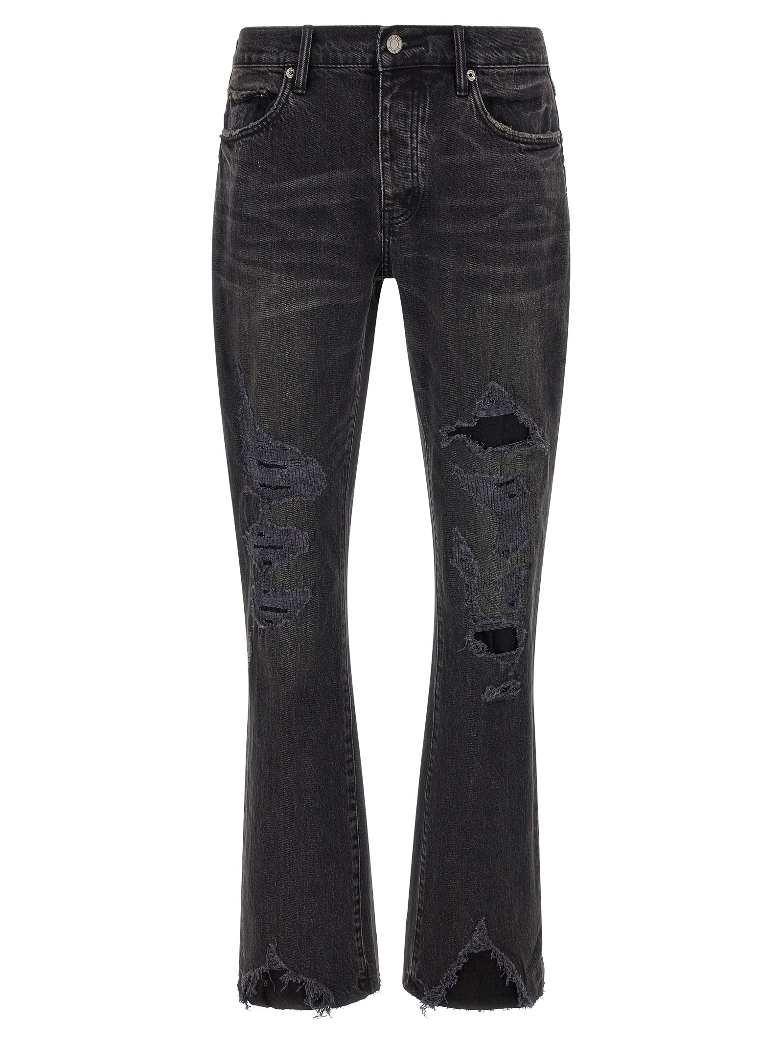 PURPLE Black Cotton Flared Jeans