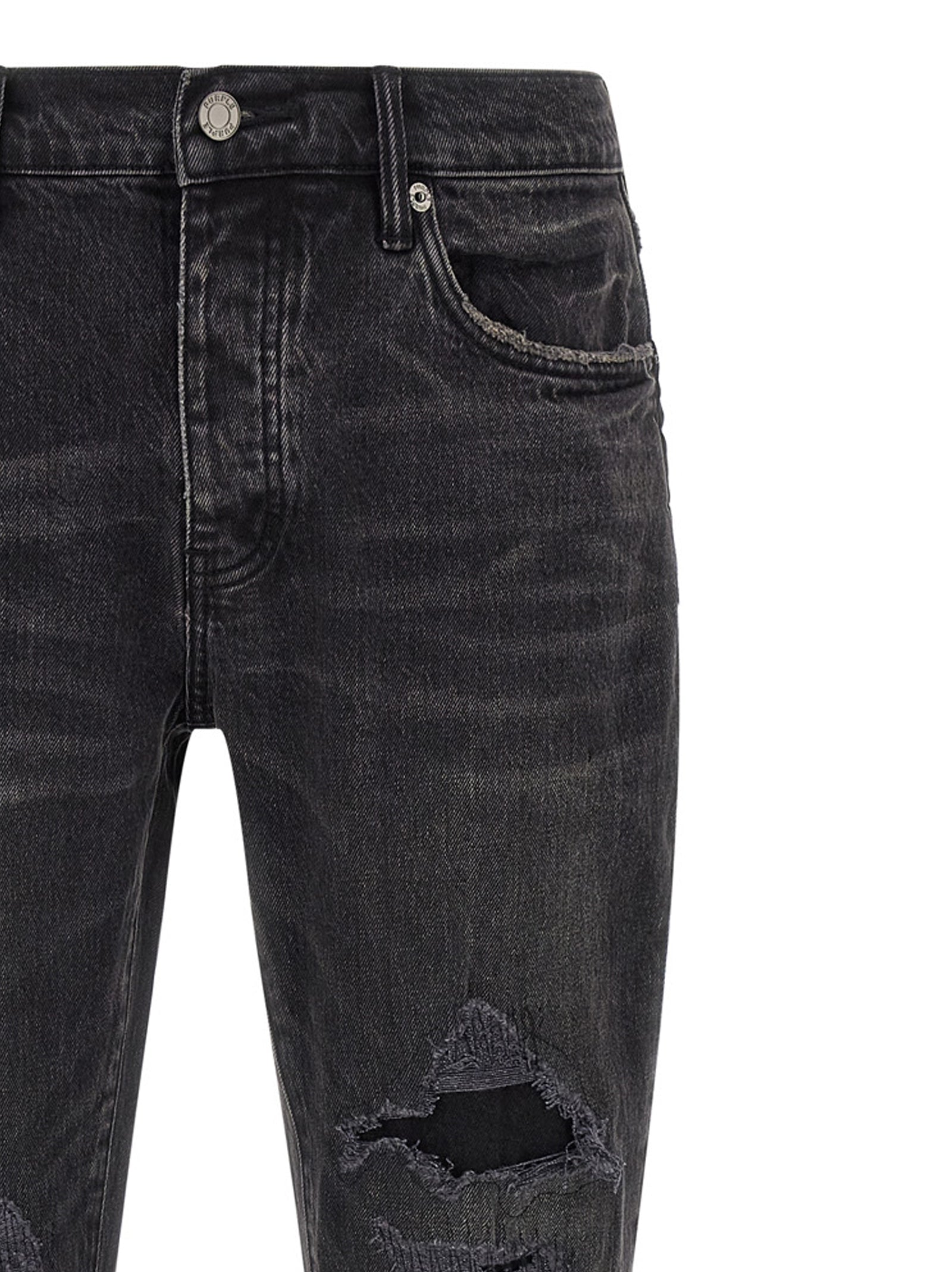 PURPLE Black Cotton Flared Jeans