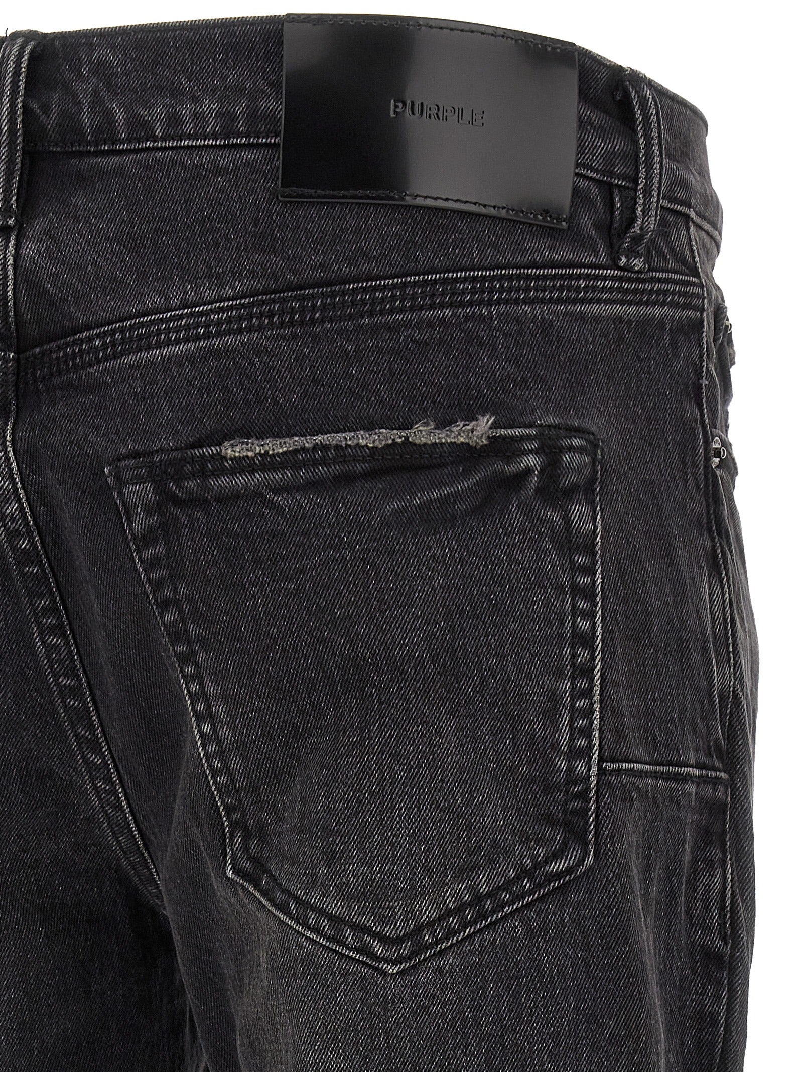 PURPLE Black Cotton Flared Jeans