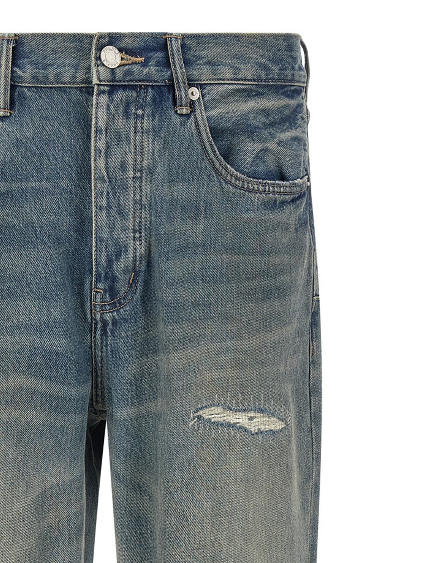PURPLE Gray Cotton Straight-Leg Jeans
