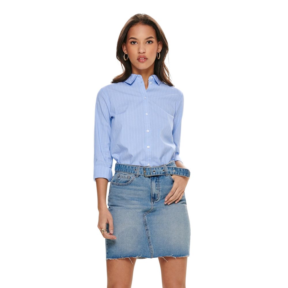 Jacqueline De Yong Blue Cotton Blouse