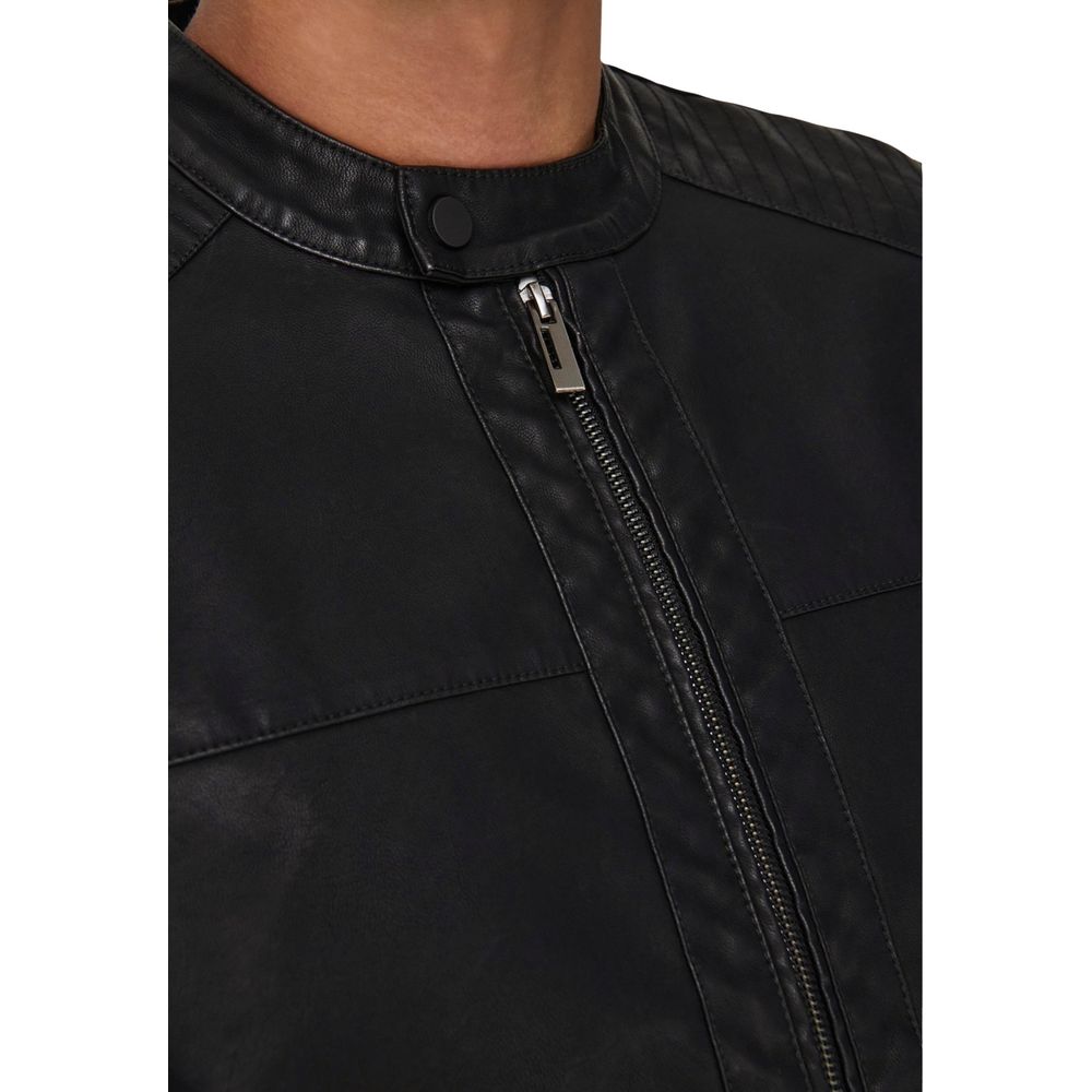 Only & Sons Black Polyester Biker Jacket