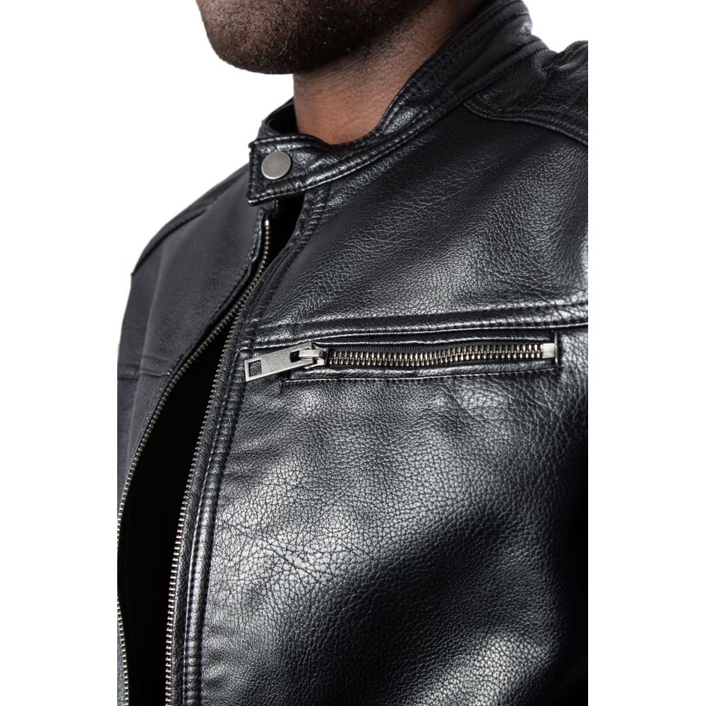 Jack Jones Black Artificial Leather Leather Jacket
