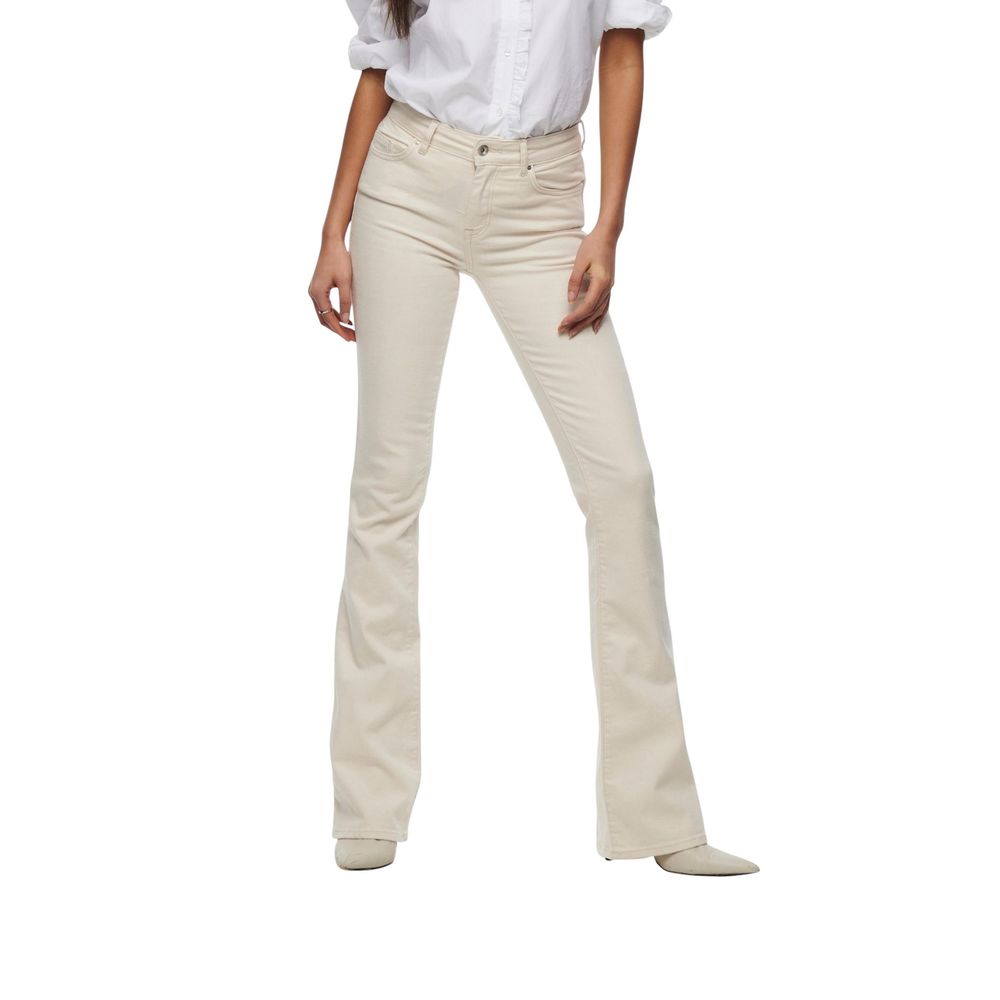 Only Cream Cotton Bootcut Jeans