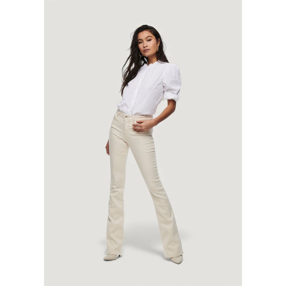 Only Cream Cotton Bootcut Jeans