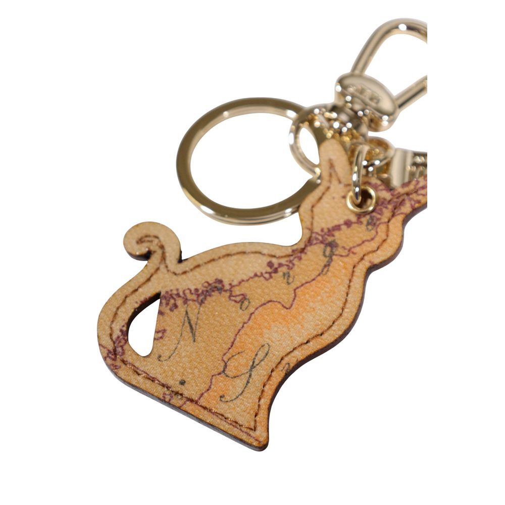 Alviero Martini Prima Classe Beige Leather Keychain
