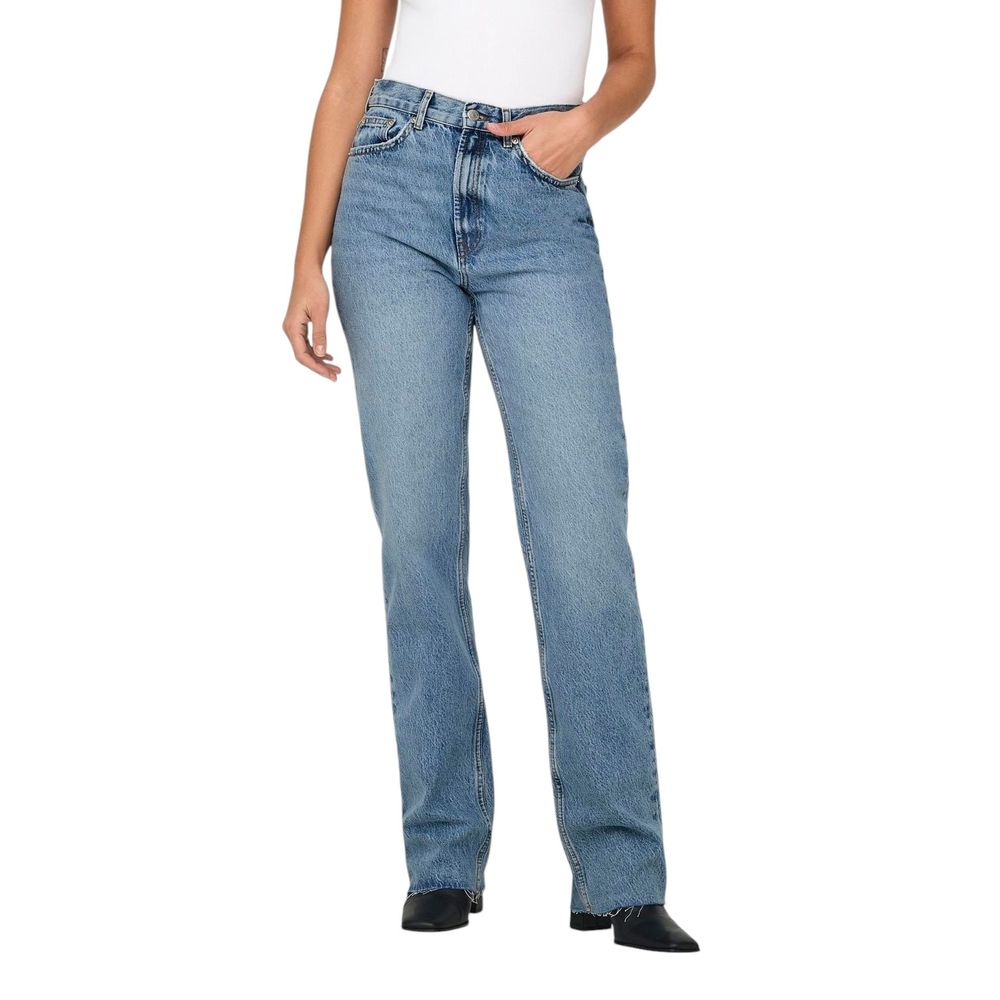 Only Light Blue Cotton Relaxed Fit Jeans