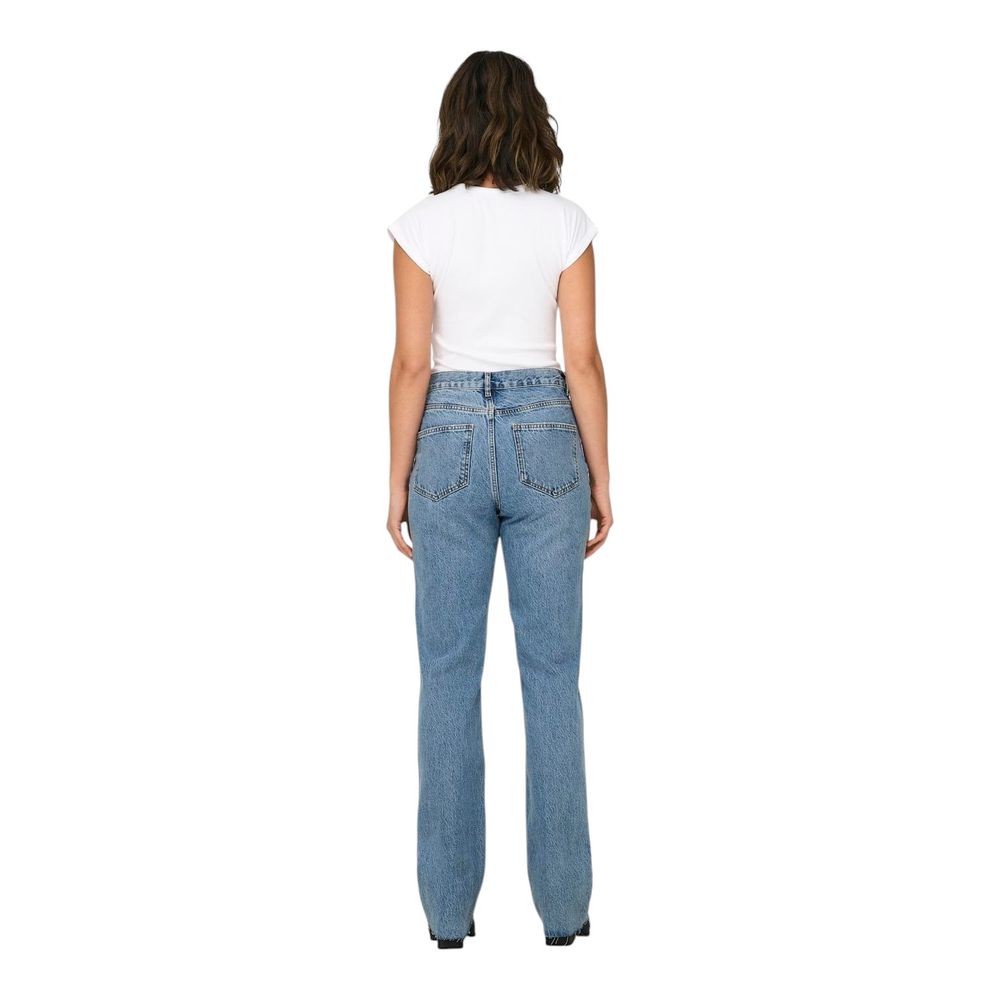 Only Light Blue Cotton Relaxed Fit Jeans