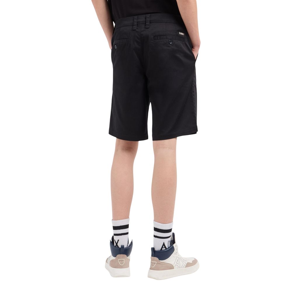 Armani Exchange Black Cotton Bermuda Shorts