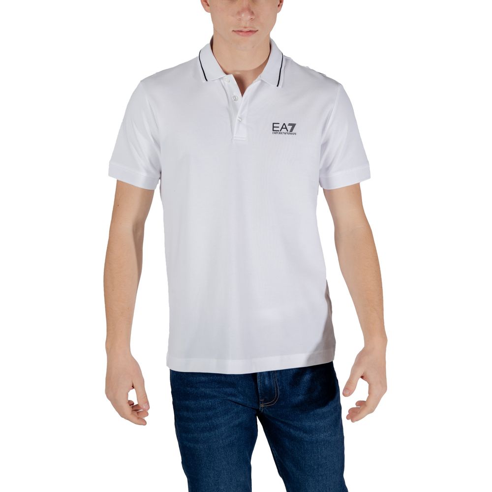 EA7 Emporio Armani White Cotton Polo Shirt