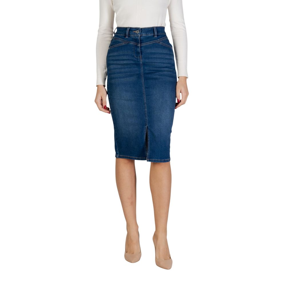 Morgan De Toi Blue Cotton Long Skirt