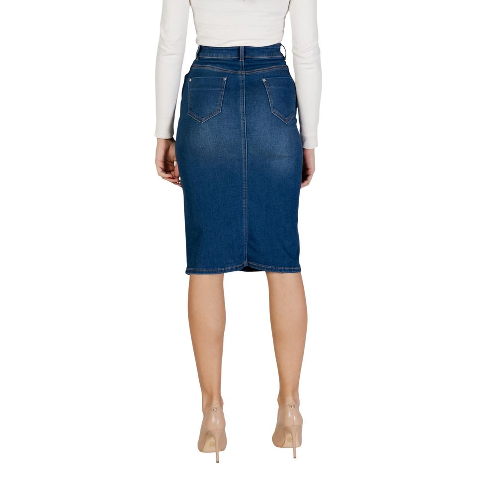 Morgan De Toi Blue Cotton Long Skirt