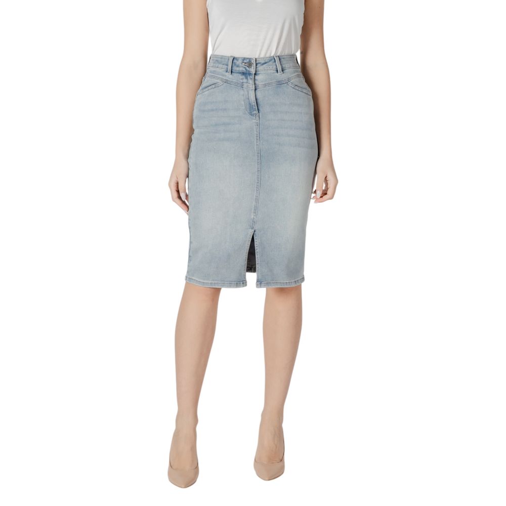 Morgan De Toi Blue Cotton Long Skirt