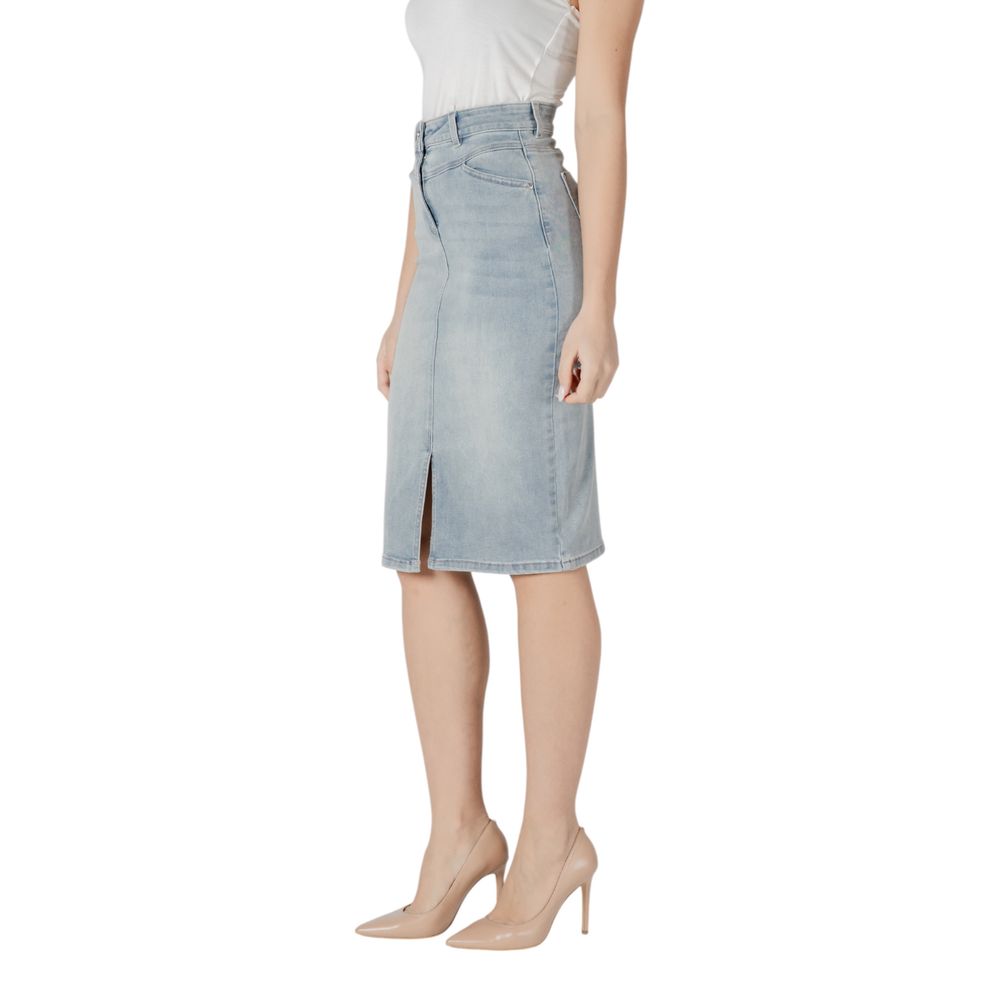Morgan De Toi Blue Cotton Long Skirt