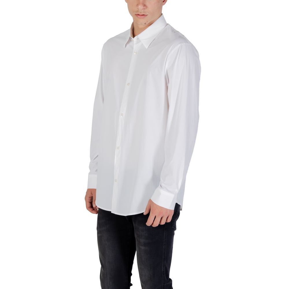 Armani Exchange Cream Elastane Dress Shirt