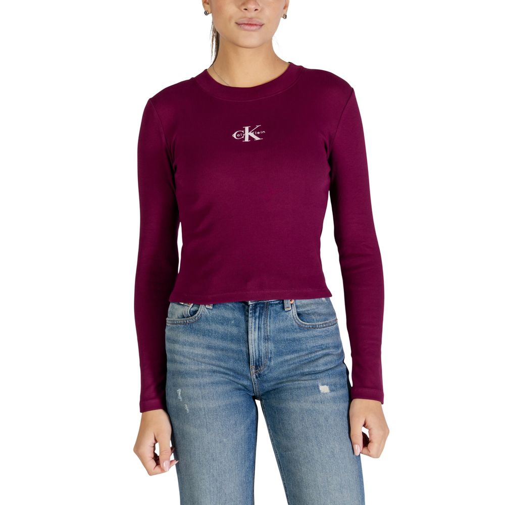 Calvin Klein Jeans Bordeaux Cotton Long Sleeve T-Shirt