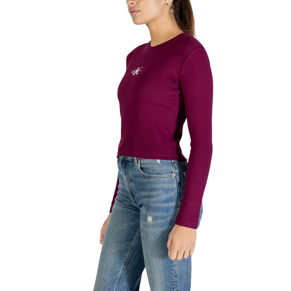 Calvin Klein Jeans Bordeaux Cotton Long Sleeve T-Shirt