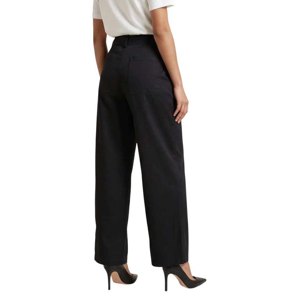 Jacqueline De Yong Black Cotton Casual Pants