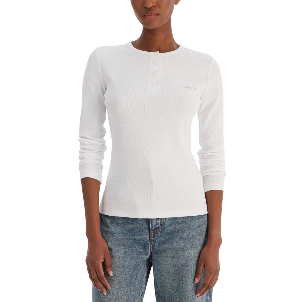 Calvin Klein Jeans White Cotton Long Sleeve T-Shirt