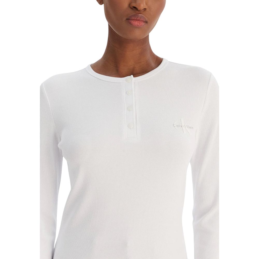 Calvin Klein Jeans White Cotton Long Sleeve T-Shirt