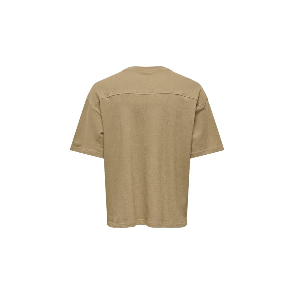 Only & Sons Brown Cotton T-Shirt