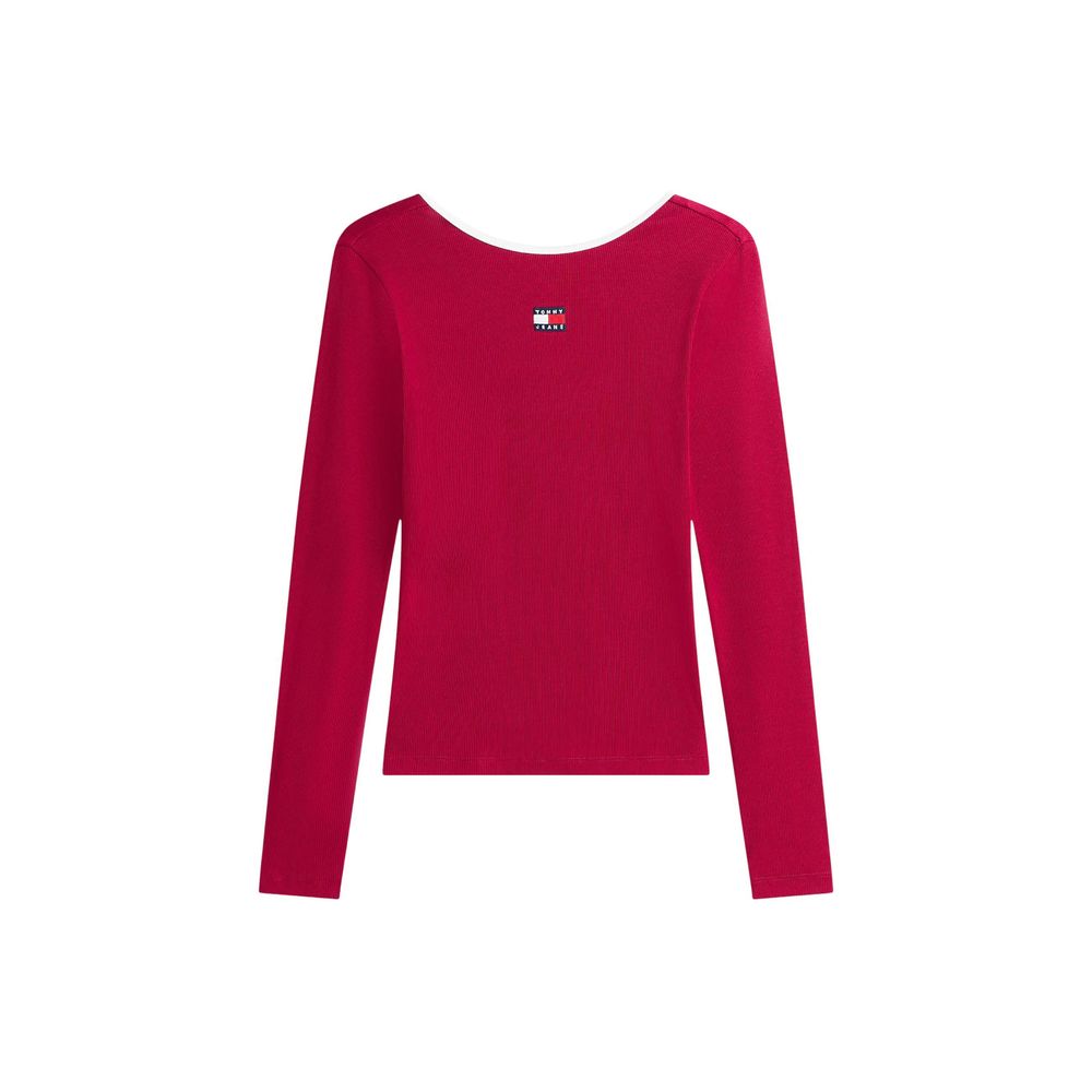 Tommy Hilfiger Jeans Bordeaux Recycled Cotton Long Sleeve T-Shirt