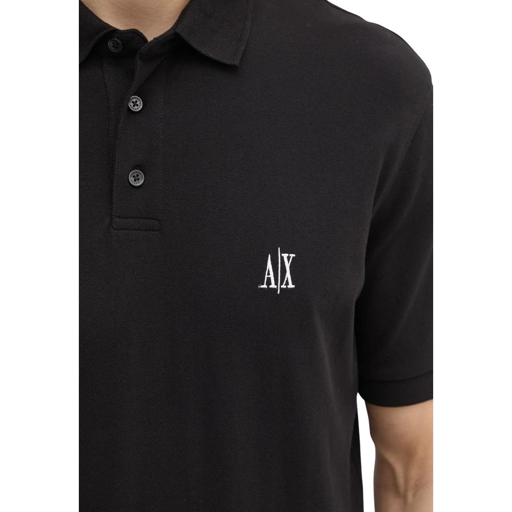 Armani Exchange Black Cotton Polo Shirt