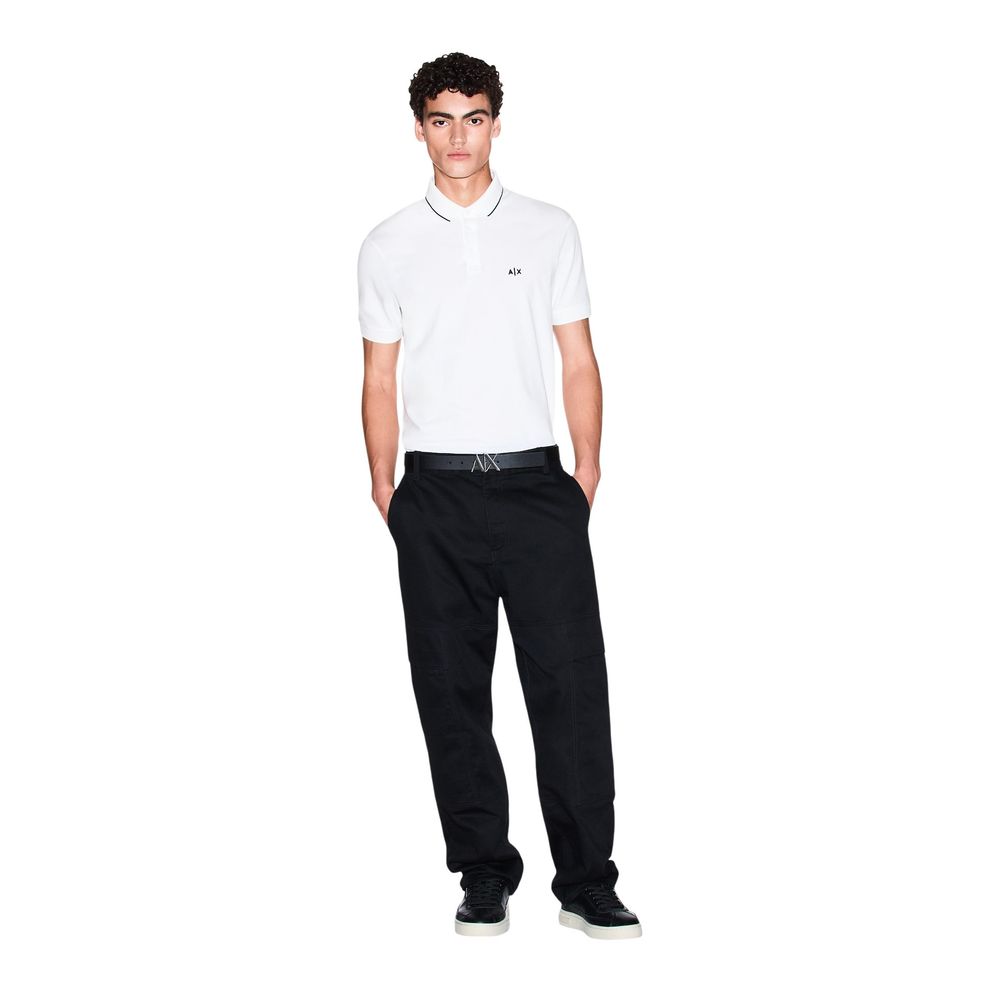 Armani Exchange White Cotton Polo Shirt