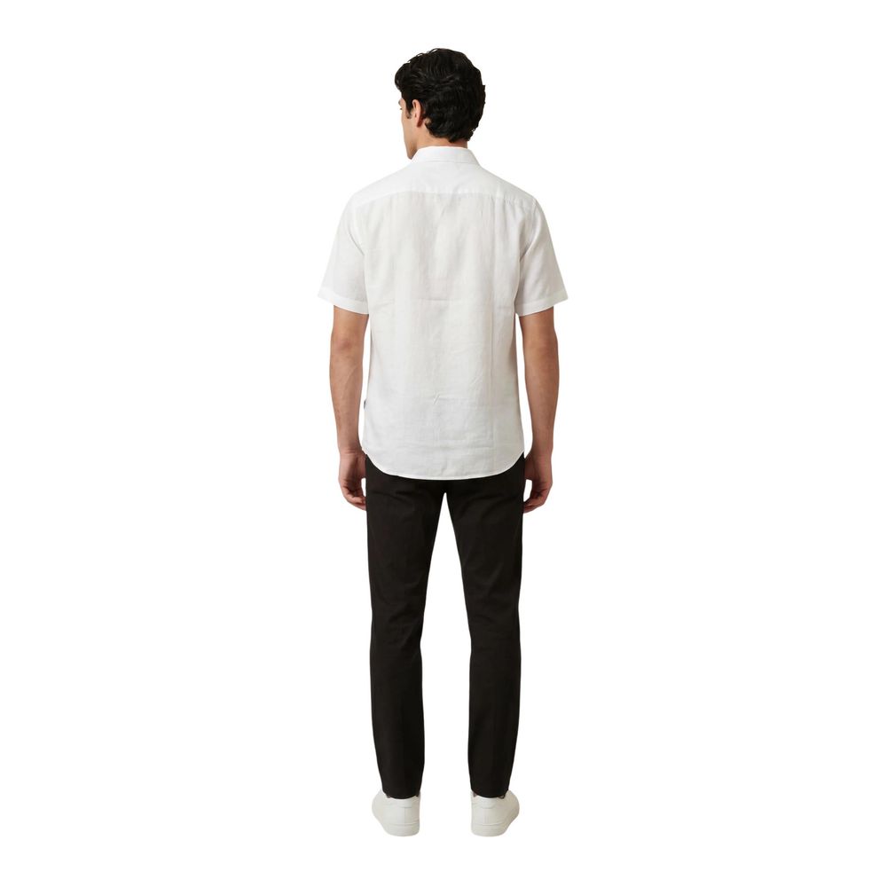 Armani Exchange White Linen Shortsleeve Shirt