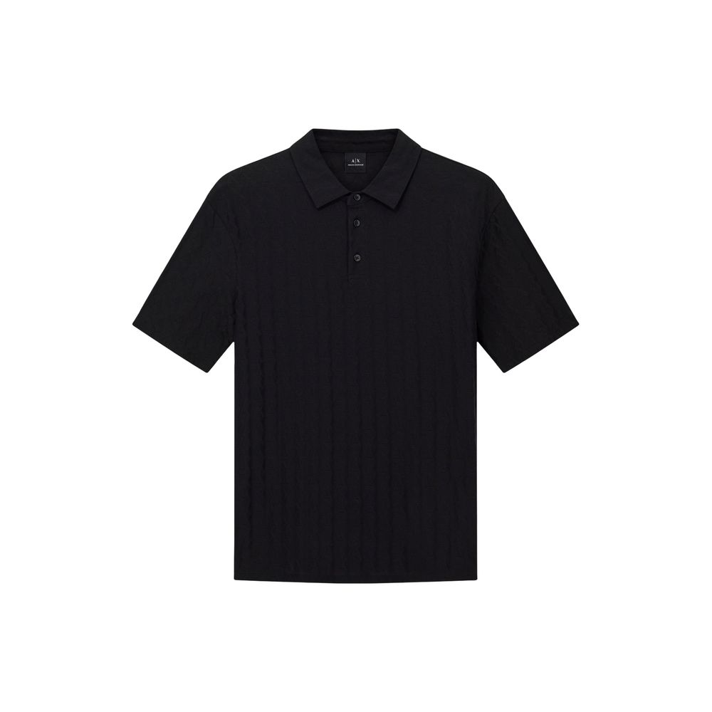 Armani Exchange Black Cotton Polo Shirt