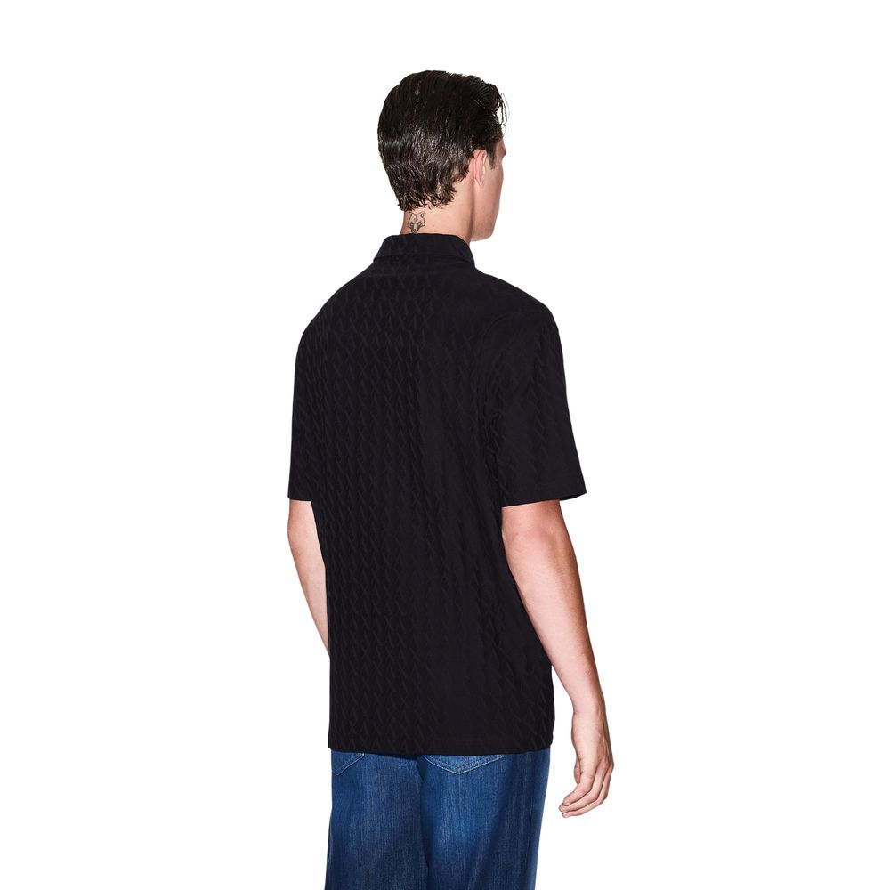 Armani Exchange Black Cotton Polo Shirt