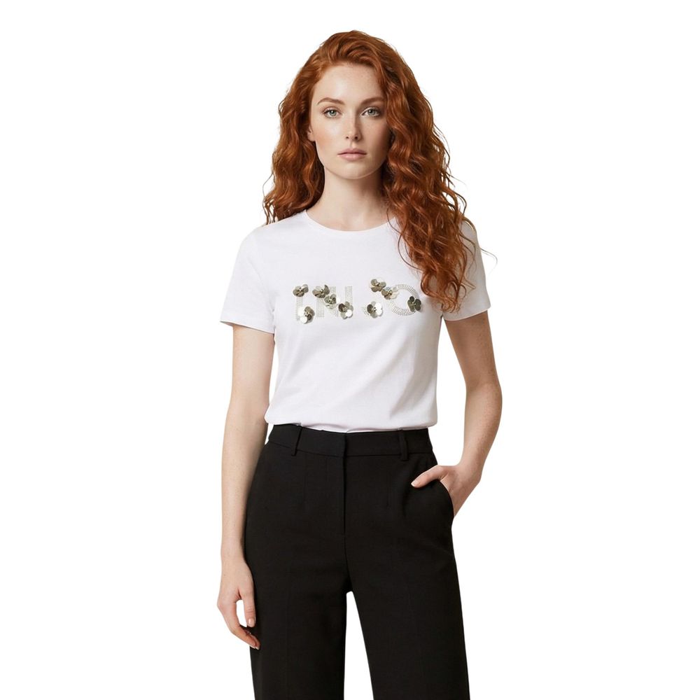 Liu Jo Cream Cotton T-Shirt