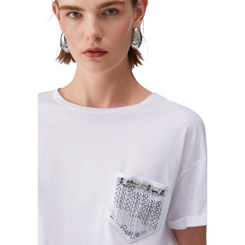 Liu Jo Cream Cotton T-Shirt