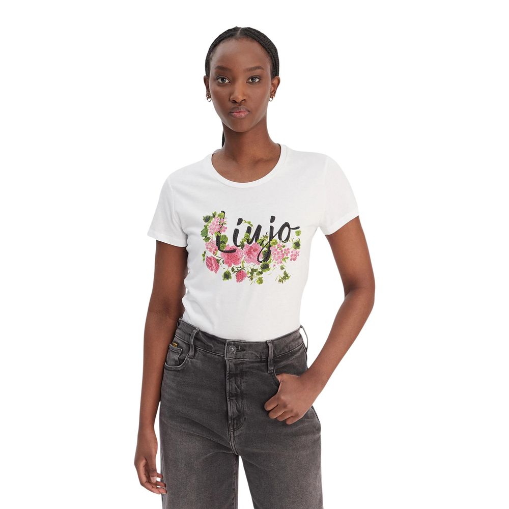 Liu Jo Cream Cotton T-Shirt