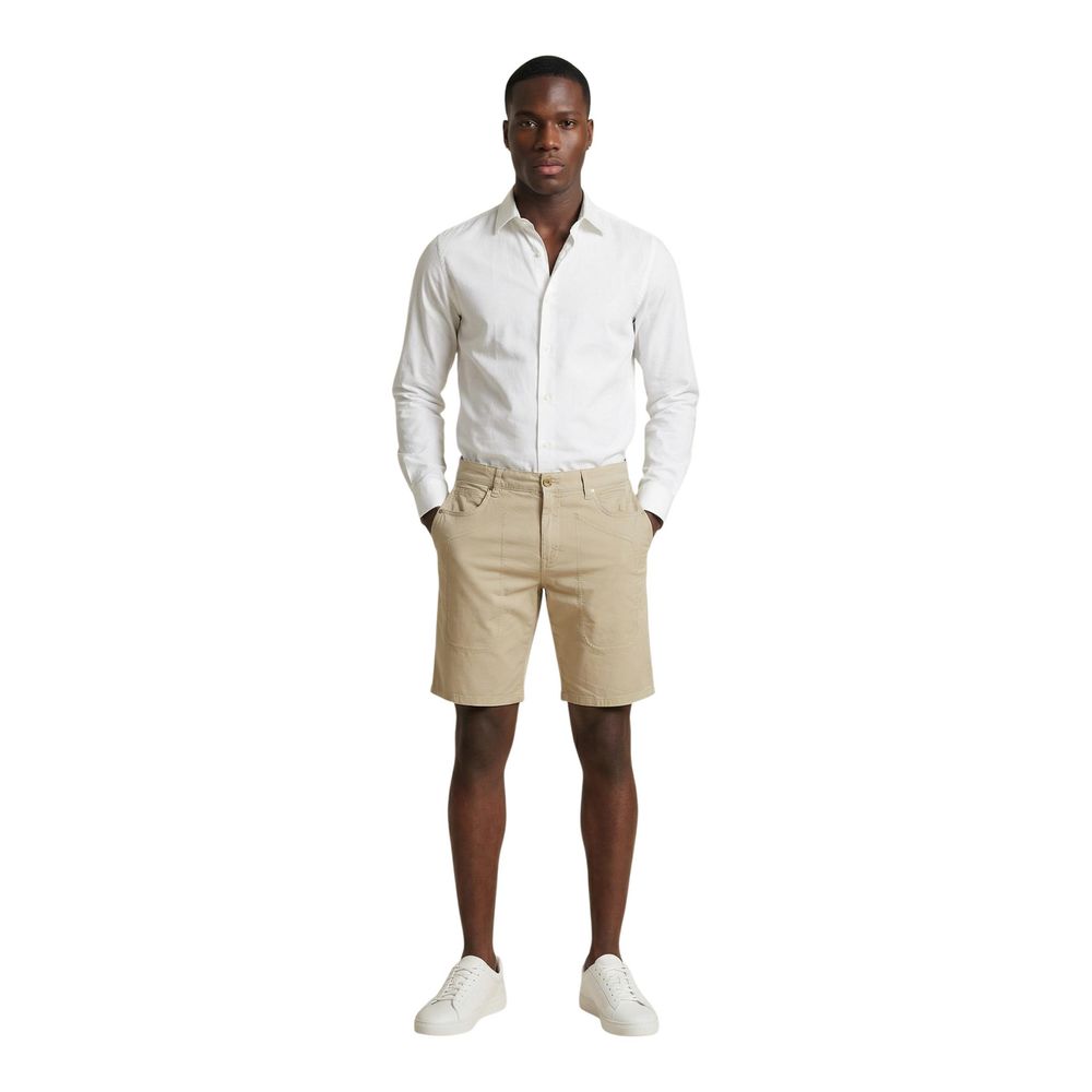 Jeckerson Beige Cotton Bermuda Shorts